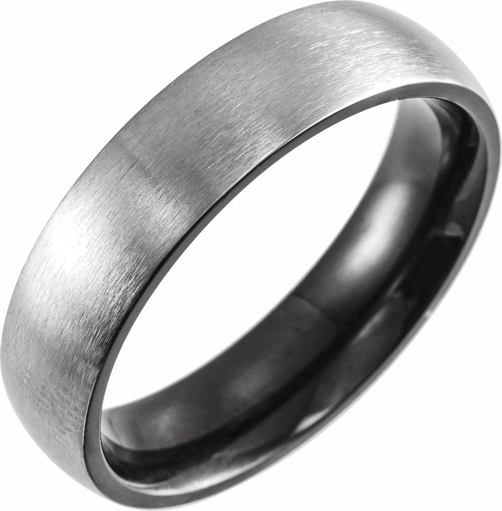 Black PVD Titanium 6 mm Half Round Comfort-Fit Satin Band Size 7