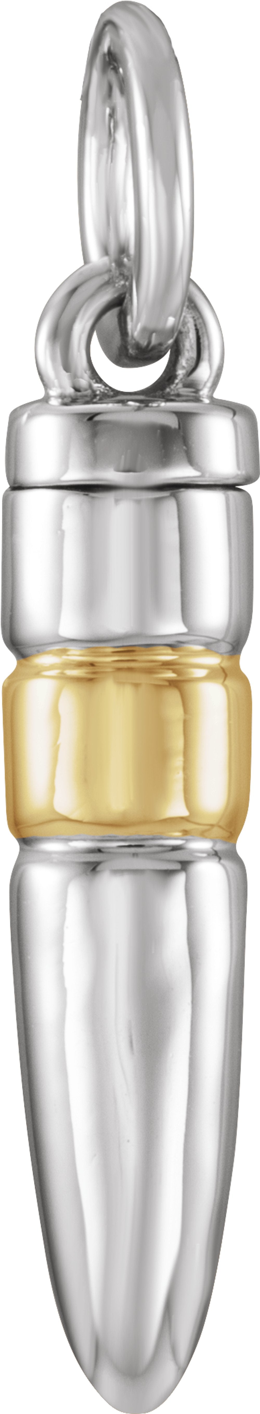 10K White/Yellow Gold 34.5x6.25 mm Bullet Ash Holder Pendant