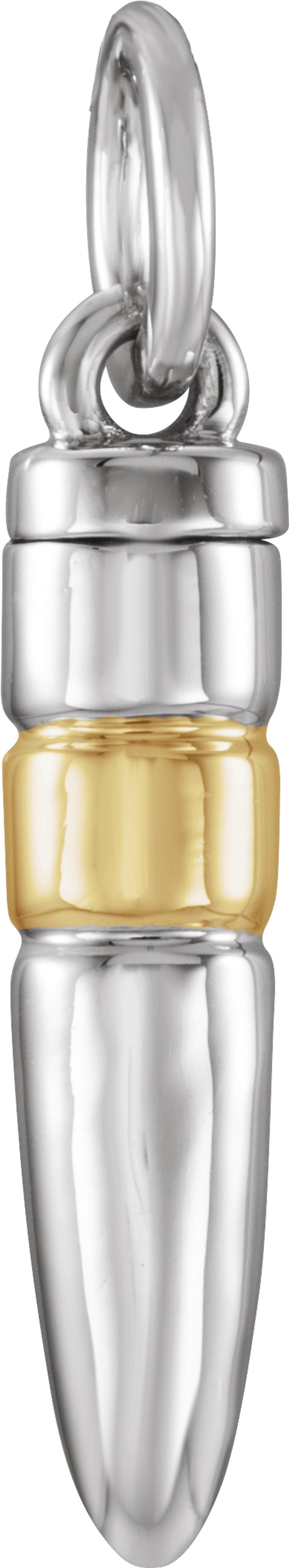 10K White/Yellow Gold 34.5x6.25 mm Bullet Ash Holder Pendant