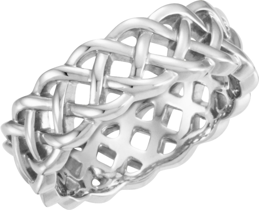 Sterling Silver 8 mm Celtic-Inspired Band Size 10
