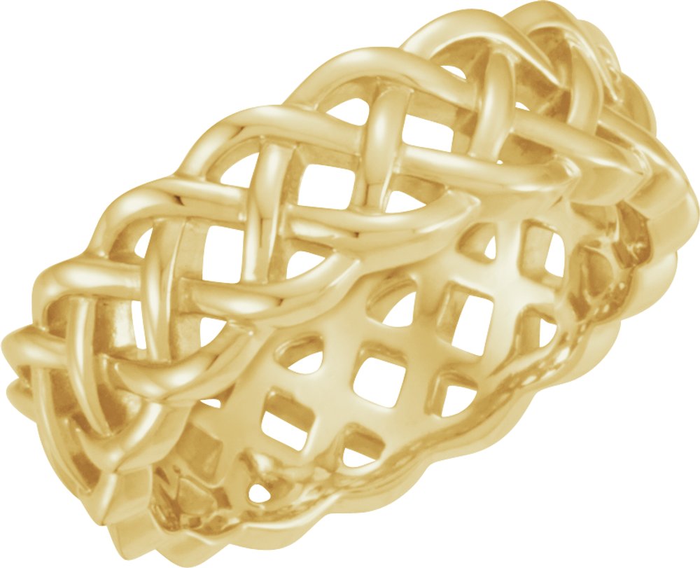 14K Yellow Gold 8 mm Celtic-Inspired Band Size 6