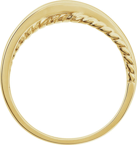 14K Yellow Rope Criss-Cross Ring