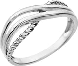 14K White Rope Criss-Cross Ring