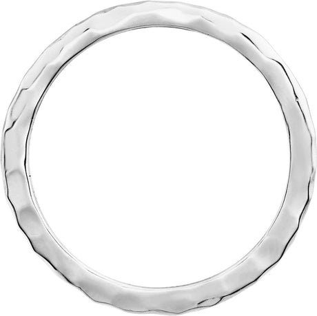 14K White 1.6 mm Hammered Stackable Ring Size 7