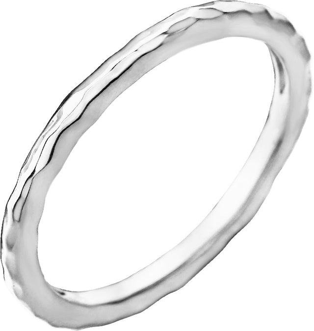 14K White 1.6 mm Hammered Stackable Ring Size 5