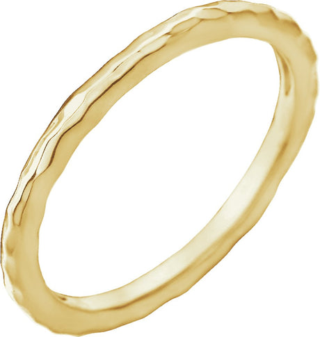 14K Yellow Gold 1.6 mm Hammered Stackable Ring Size 6