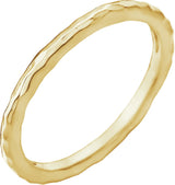 14K Yellow 1.6 mm Hammered Stackable Ring Size 5
