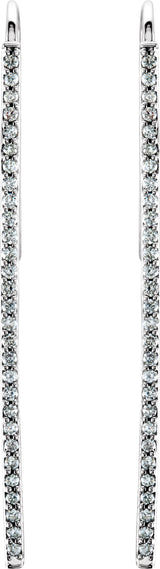 14K White Gold 1/4 CTW Natural Diamond Vertical Bar Earrings