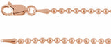 14K Rose Gold 2 mm Hollow Bead 24" Chain