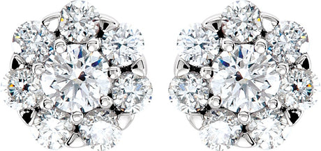 14K White 5/8 CTW Natural Diamond Cluster Earrings