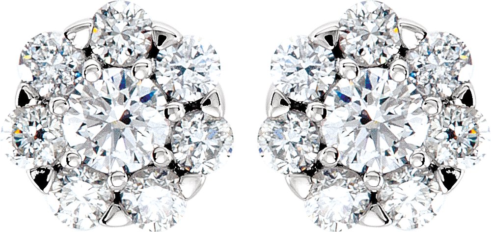 14K White 5/8 CTW Natural Diamond Cluster Earrings