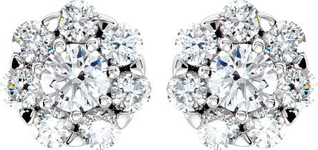14K White 5/8 CTW Natural Diamond Cluster Earrings