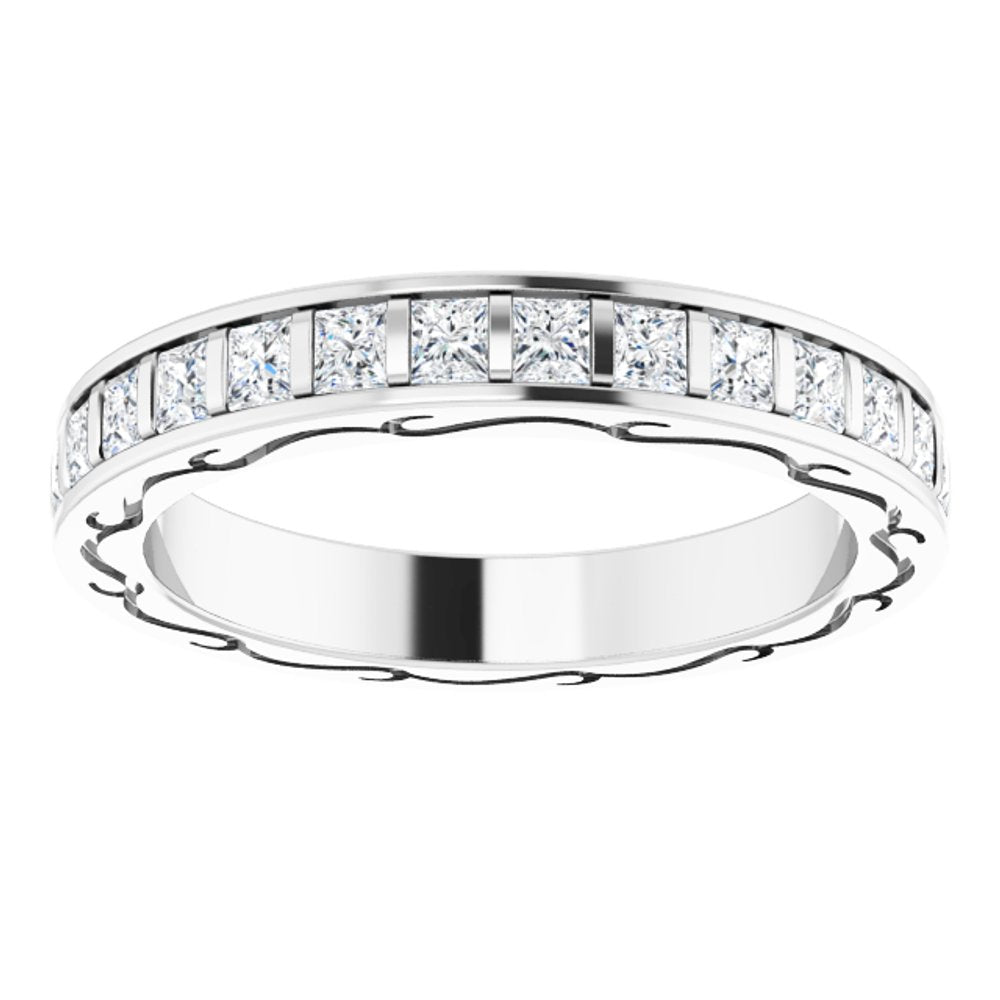 14K White 1 1/2 CTW Diamond Square Eternity Band Size 7