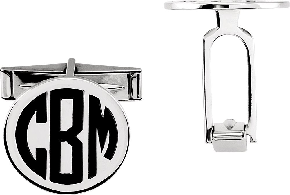 14K White Engravable Cuff Links