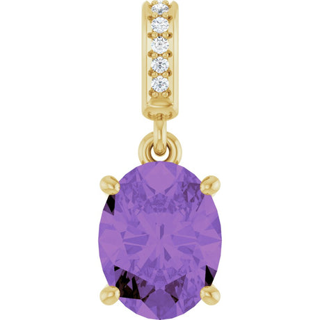 14K Yellow Gold Natural Amethyst & .03 CTW Natural Diamond Charm/Pendant