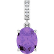 14K White Gold Natural Amethyst & .03 CTW Natural Diamond Charm/Pendant