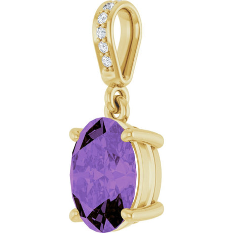 14K Yellow Gold Natural Amethyst & .03 CTW Natural Diamond Charm/Pendant