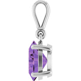 14K White Gold Natural Amethyst & .03 CTW Natural Diamond Charm/Pendant