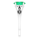 14K White Lab-Grown Emerald & 1/4 CTW Natural Diamond Ring