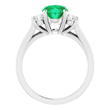 14K White Lab-Grown Emerald & 1/4 CTW Natural Diamond Ring