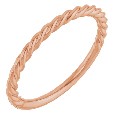 14K Rose 1.7 mm Rope Band Size 7