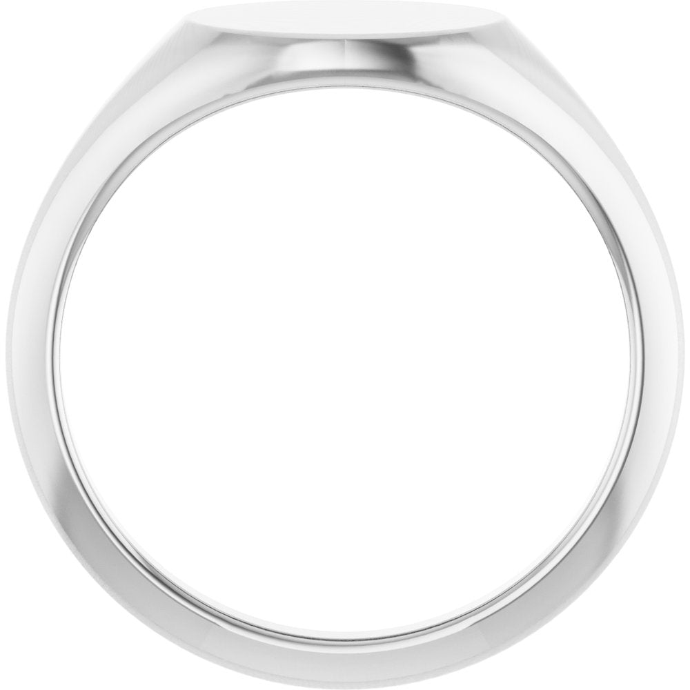 14K White Oval Signet Ring