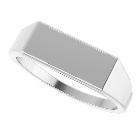 14K White 15x7 mm Rectangle Signet Ring