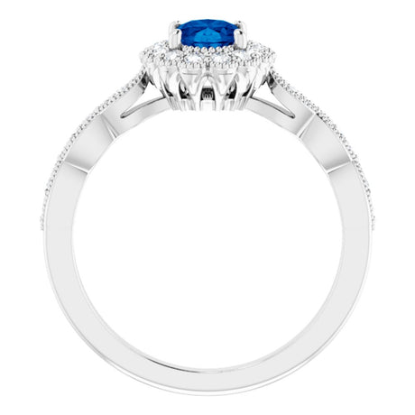 14K White Lab-Grown Blue Sapphire & 3/8 CTW Natural Diamond Ring