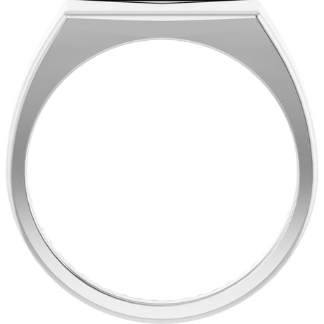 14K White 15x7 mm Rectangle Signet Ring