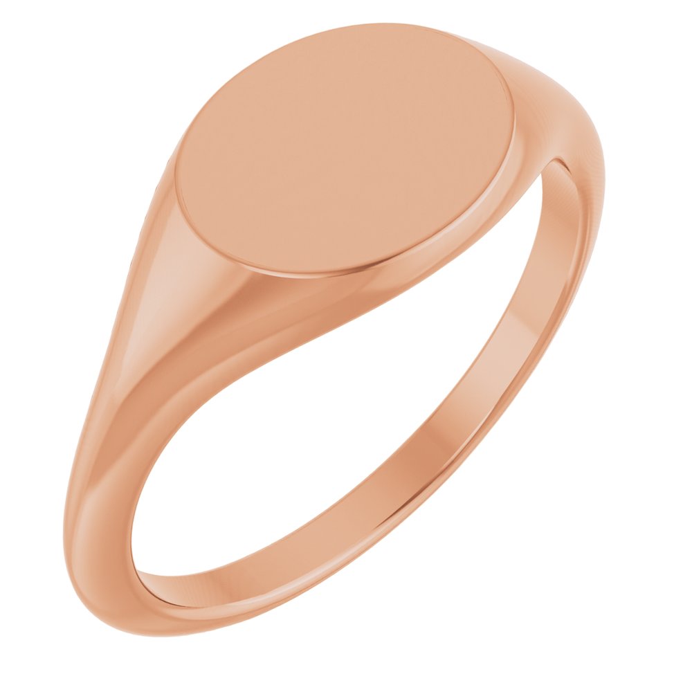 14K Rose Oval Signet Ring