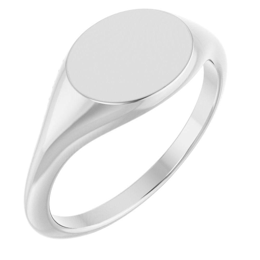 14K White Gold Oval Signet Ring