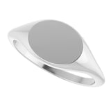 14K White Oval Signet Ring