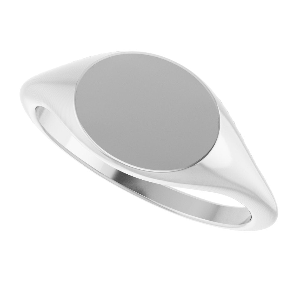 14K White Gold Oval Signet Ring