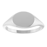 14K White Oval Signet Ring