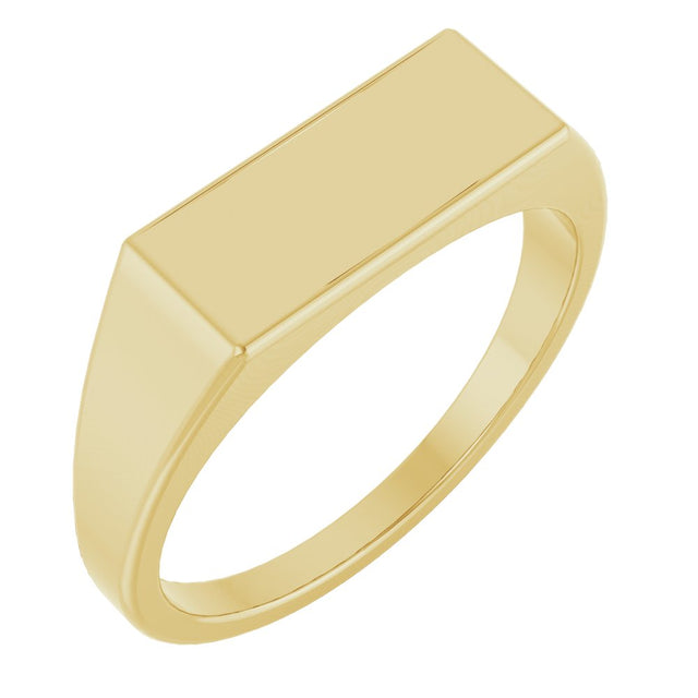 14K Yellow Gold 15x7 mm Rectangle Signet Ring