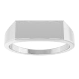 14K White Gold 15x7 mm Rectangle Signet Ring