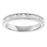 14K White 1/2 CTW Natural Diamond Milgrain Anniversary Band