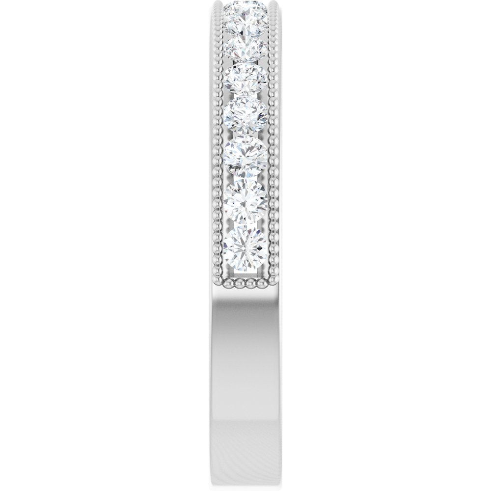 14K White 1/2 CTW Natural Diamond Milgrain Anniversary Band