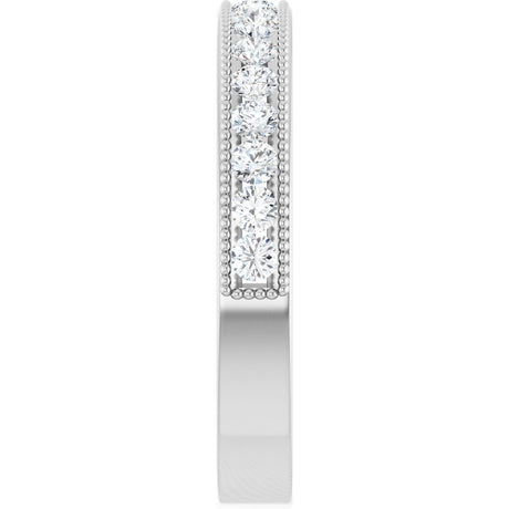 14K White 1/2 CTW Natural Diamond Milgrain Anniversary Band