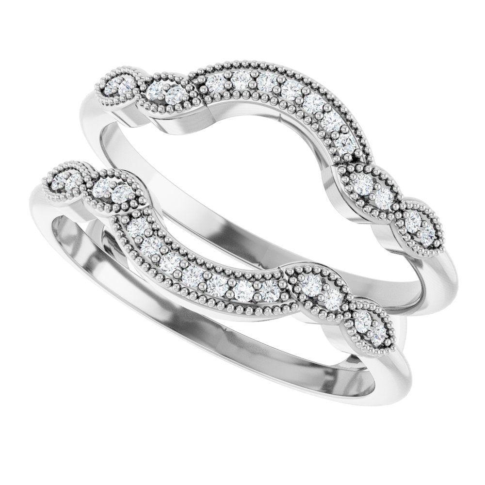 14K White Gold 1/6 CTW Natural Diamond Ring Guard
