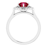 14K White Lab-Grown Ruby & .08 CTW Natural Diamond Ring