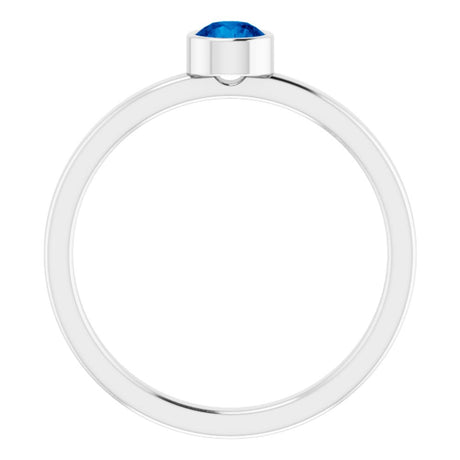 Rhodium-Plated Sterling Silver 4 mm Imitation Blue Sapphire Ring