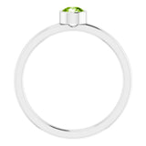 Rhodium-Plated Sterling Silver 4 mm Imitation Peridot Ring