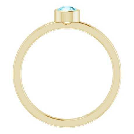 14K Yellow Gold 4 mm Natural Blue Zircon Ring