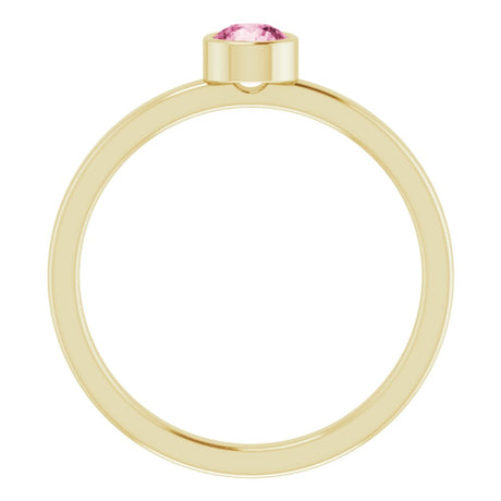 14K Yellow Gold 4 mm Natural Pink Tourmaline Ring