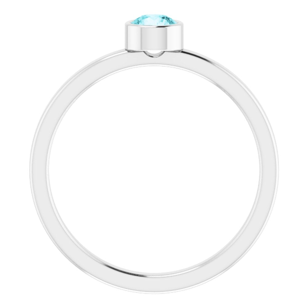 14K White Gold 4 mm Natural Blue Zircon Ring