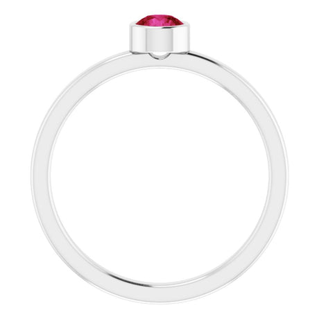 Rhodium-Plated Sterling Silver 4 mm Imitation Ruby Ring