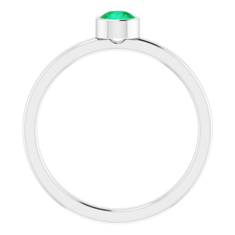 Rhodium-Plated Sterling Silver 4 mm Imitation Emerald Ring