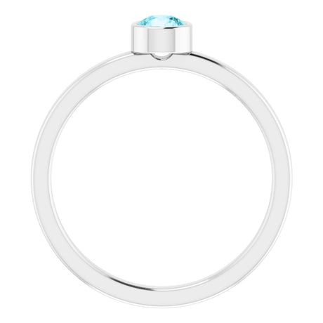 14K White Gold 4 mm Natural Blue Zircon Ring