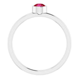 Rhodium-Plated Sterling Silver 4 mm Imitation Ruby Ring